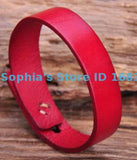 Red Retro Buttons Leather Wristband Bracelet Cuff