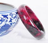 Natural Women Jade Bangle Bracelet Pink Black Flower Gemstone Real Jade