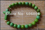 Green Cross Howlite Stone Bracelet, Stretch Beaded Jewelry