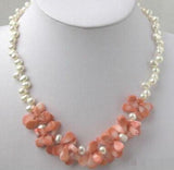 Real Freshwater Pearl Pink Coral Necklace