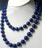 Natural Purple Jade Round Gemstone Beads Long Necklace 34''