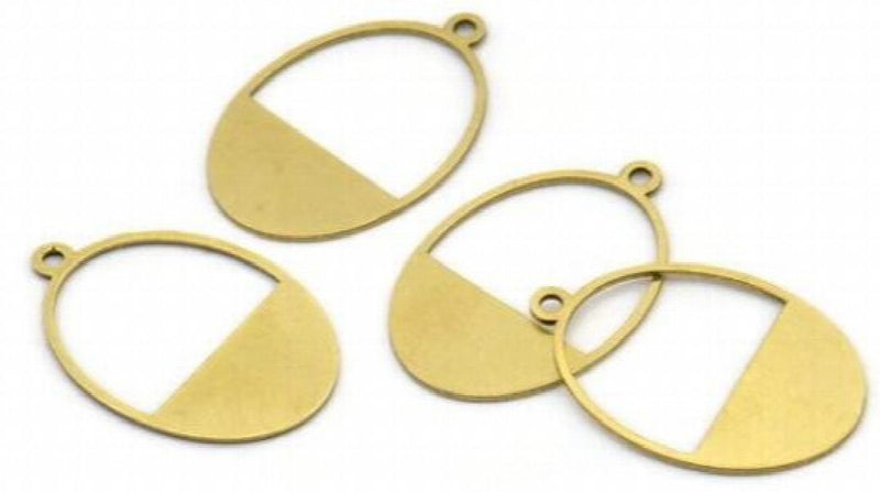 8-12pc Raw Brass Oval Charms Earrings Findings DIY Jewelry Pendants