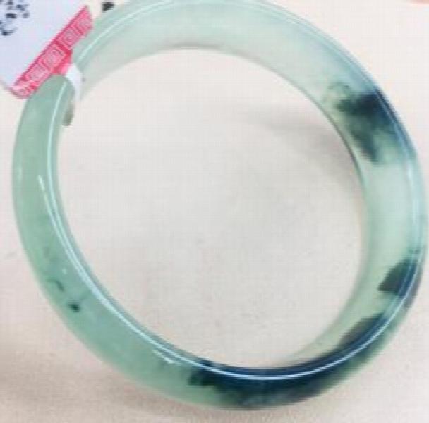 Natural Jadeite Bracelet Pure Green 54-62mm Two-Color Female Jade Bracelet