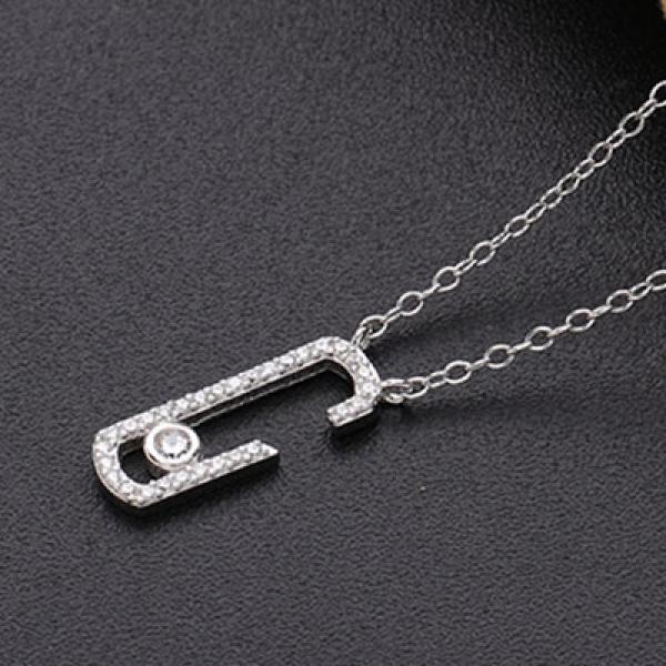 925 Silver Europe Jewelry Zircon Pave Drop Pendant Necklace