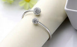 925 Silver Crystal Ball Bangles Cuff Bracelets for Women