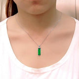925 Silver Necklace Emerald Pendant Green Jewelry Woman Jade Emerald Chain