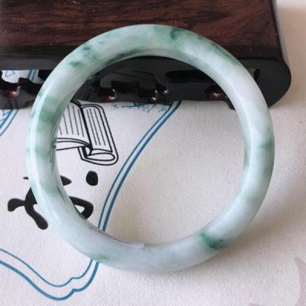 Zheru Jewelry Natural Burmese Jade 54-62mm Flower Bangle