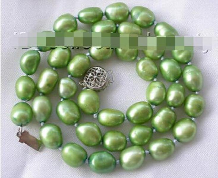 Baroque Green Freshwater Pearl Necklace 9-10mm