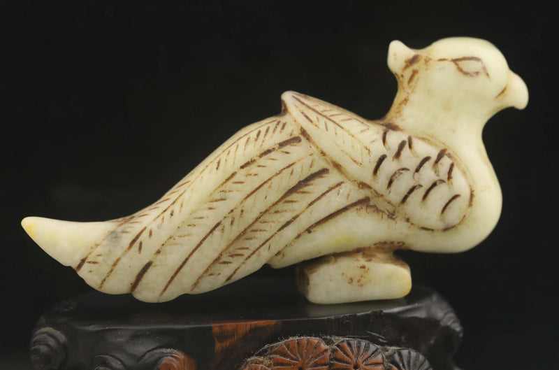 Vintage Hand Carved Jade Bird Statue