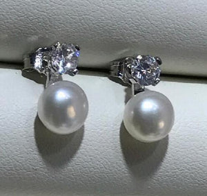 925 Silver Women's Snowflake Crystal Pink Freshwater Pearl Earring