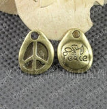 100pcs Antique Bronze Plated Peace Symbol Pendants 12*16MM