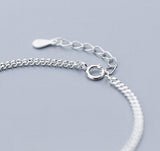 925 Sterling Silver Black Agate Cuban Chain Bracelet