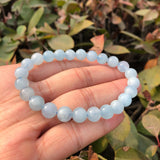 Aquamarine Bracelet Natural Round Beads Crystal Healing Stone Gift
