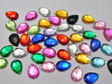 100pcs 13*18mm Acrylic Teardrop Rhinestone Flatback DIY Decoration Jewelry