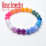Colorful Frost Cracked Agates Bracelet Charm Spacer Beads Gift Women/Men
