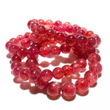 Red Strawberry Quartz Bracelet Clear Beads Crystal Star Light 8-13mm
