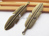50pcs Antique Silver/Bronze Heavy Filigree Long Feather Pendant Charm/Finding
