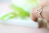 Cross Line Ring Silver Golden Jewelry - 12Pcs/Lot
