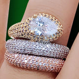 3-Layer Zirconia Stones Twist Snake Rings Women Engagement Party Jewelry