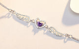 Purple Zircon Double Heart Bracelet in Silver - Women's Party Gift