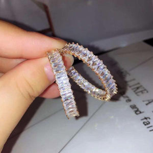 CZ Baguette Hoop Earrings for Women Jewelry