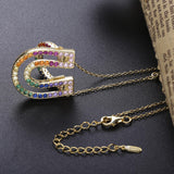 925 Sterling Silver Rainbow U Pendant Double U Necklace European Jewelry