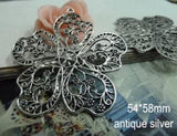 10 pcs Vintage Bauhinia Pendant, Redbud Charm, Antique Metal Filigree, 54*58mm