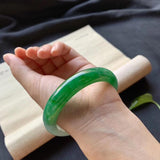 Zheru Natural Burmese Jade Green Two-Tone Bracelet 54-64mm