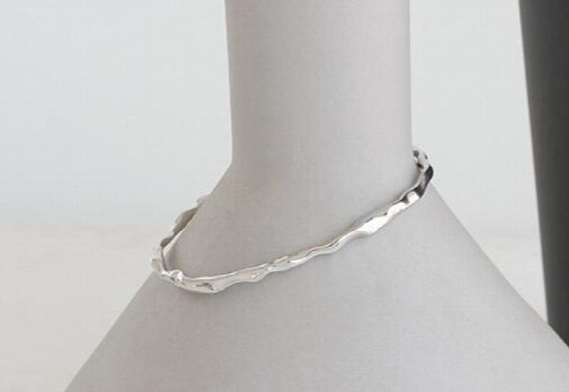 SHANICE 925 Sterling Silver Concave Bangle Bracelet for Women
