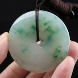 Zheru Jewelry Burmese Jade Donut Pendant Necklace Gift