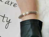 Cellacity Silver 925 Bracelet Freshwater Pearl Punk Rock Party Jewelry