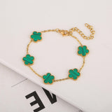 Adjustable Stainless Steel 316L Plant Flower Bracelet With Clover