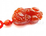 Handwork Red Agate Jade PiXiu Pendant + Rope Necklace Charming Jewelry