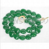Fast HOT Healthy 12mm heart-shape green jade beads necklace