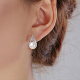 Freshwater Pearl Feather Earrings 925 Silver Princess Style Jewelry