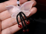 Natural Jade Butterfly Pendant Necklace Hand-carved