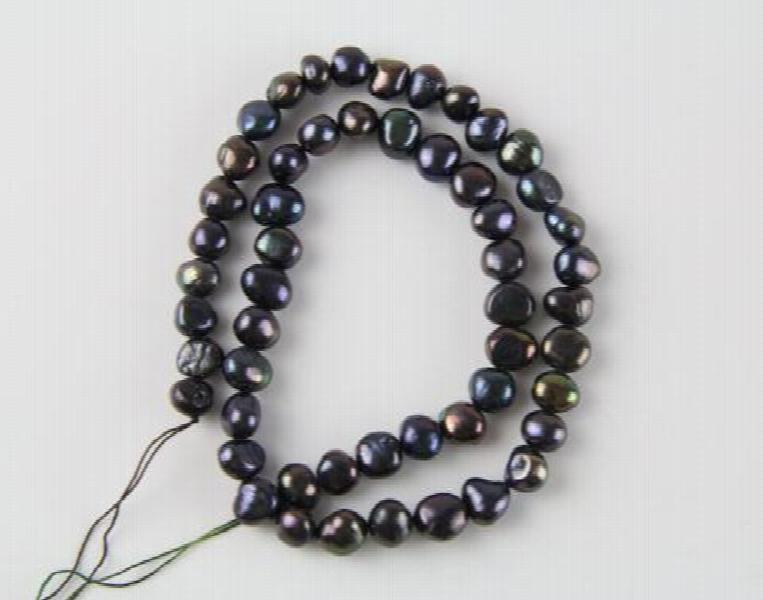 7MM Black Baroque Freshwater Pearl Beads Strand