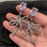 Wavy Bow Earrings S925 Silver Needle No Longer Streamer Earrings
