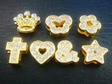 8mm Slide Charms Crown Butterfly Heart Star Flower Cross 120pcs