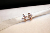 925 Silver Zircon Clover Stud Earrings Women's Gift Jewelry
