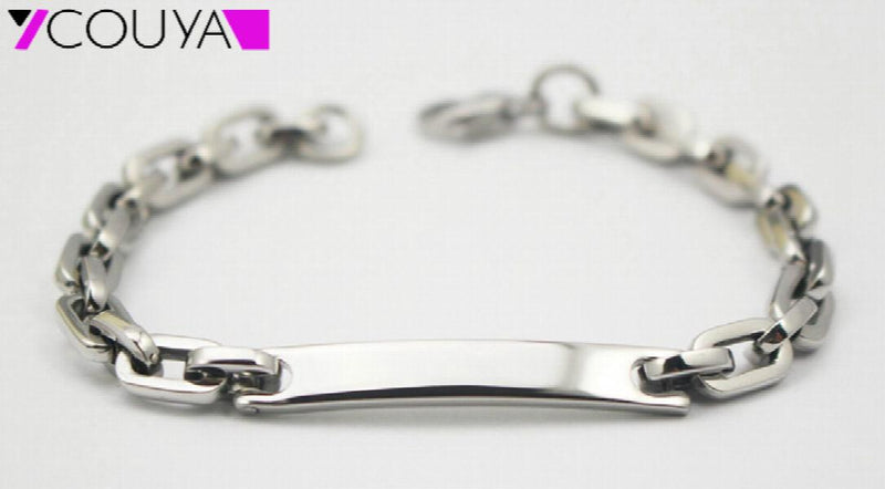 Stainless Steel Silica Gel Bracelet Bangle Men Blank Pendant Bracelet