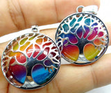 Natural Stone Turquoise Tiger Eye Tree of Life Charm Pendant 10pcs