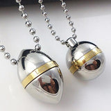 Stainless Steel Oval Necklace Perfume Bottle Pendant