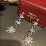 Sunflower 8-Pointed Star Earrings S925 Silver Needle Tassel Flower Earrings
