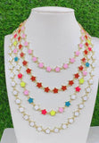 6Pcs Rainbow Enamel Star Chain Bracelets