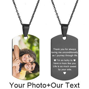Name Photo Heart Necklace Personalized Nameplate Silver Necklaces for Women