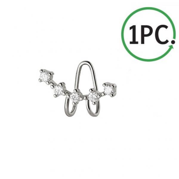 Real 925 Sterling Silver CZ Ear Cuff Clip Earring