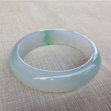 Zheru Jewelry Natural Burmese Jadeite 54-64mm Light Green Two-Color Bracelet