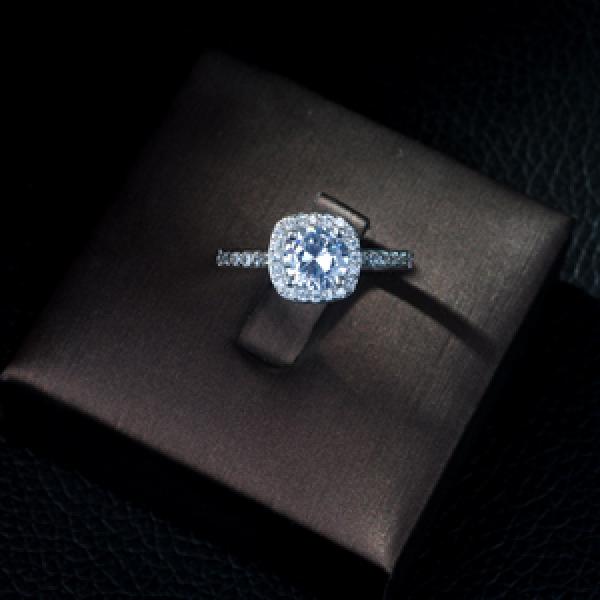 Square Cubic Zirconia Engagement Ring for Women