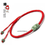 Jade Emerald Hollow Beads Bracelet Adjustable Bangle Hand-Carved Woman Amulet